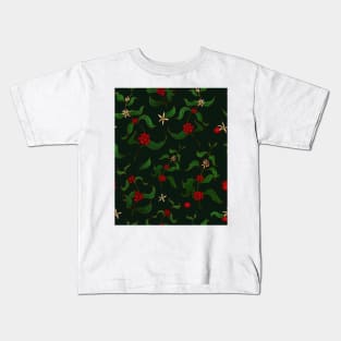 Coffee Plant Beans and Flowers Seamless Pattern Kids T-Shirt